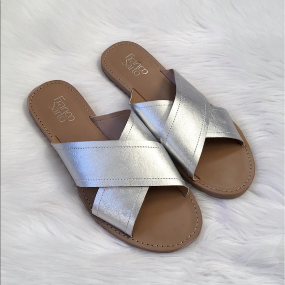 silver cross over sandals